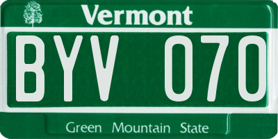 VT license plate BYV070