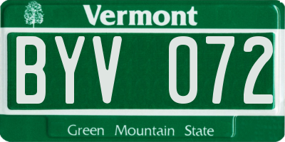 VT license plate BYV072