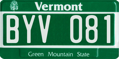 VT license plate BYV081