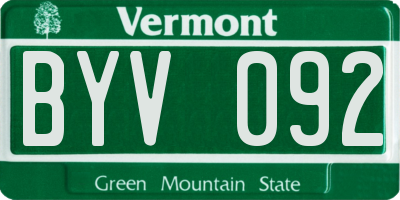 VT license plate BYV092
