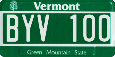 VT license plate BYV100