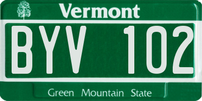 VT license plate BYV102