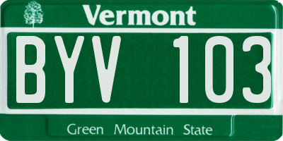 VT license plate BYV103