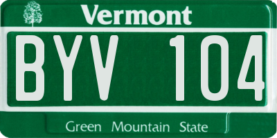 VT license plate BYV104