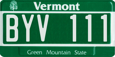 VT license plate BYV111