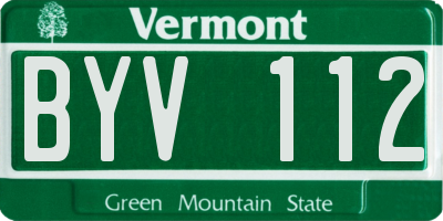 VT license plate BYV112