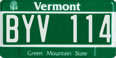 VT license plate BYV114