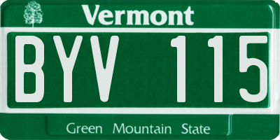 VT license plate BYV115