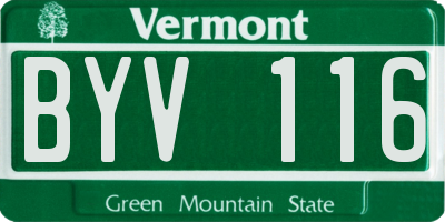 VT license plate BYV116