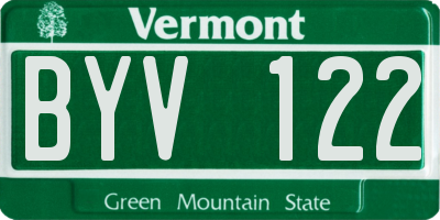 VT license plate BYV122