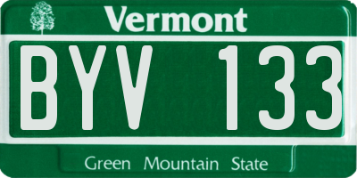 VT license plate BYV133