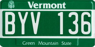 VT license plate BYV136