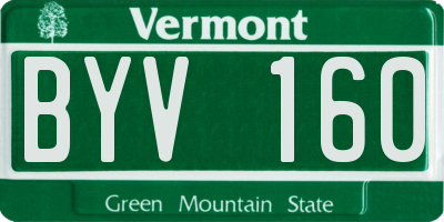 VT license plate BYV160