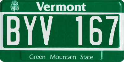 VT license plate BYV167