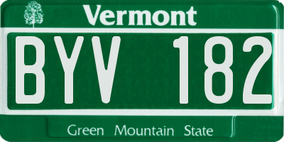VT license plate BYV182