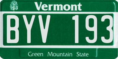 VT license plate BYV193