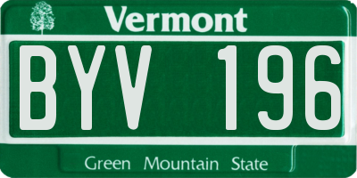 VT license plate BYV196