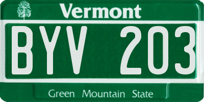 VT license plate BYV203