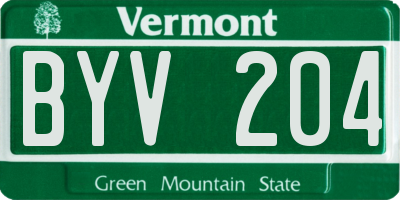 VT license plate BYV204