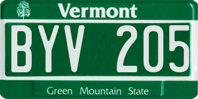 VT license plate BYV205