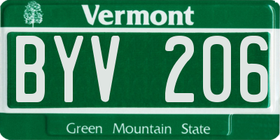 VT license plate BYV206
