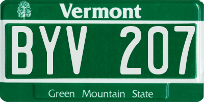 VT license plate BYV207