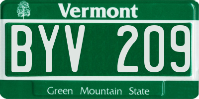 VT license plate BYV209