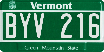 VT license plate BYV216