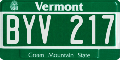 VT license plate BYV217
