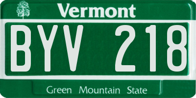 VT license plate BYV218
