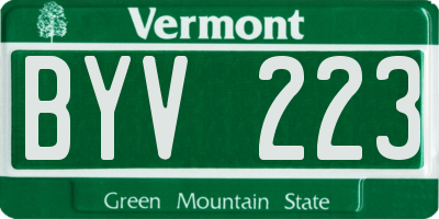 VT license plate BYV223