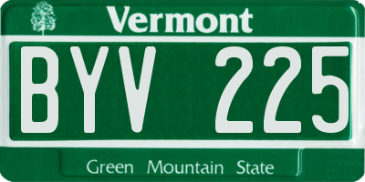 VT license plate BYV225