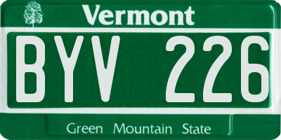 VT license plate BYV226