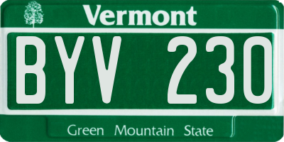 VT license plate BYV230