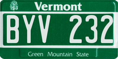 VT license plate BYV232