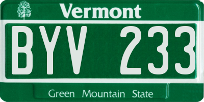 VT license plate BYV233