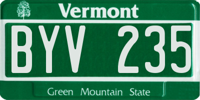 VT license plate BYV235