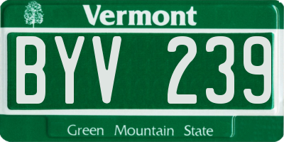 VT license plate BYV239