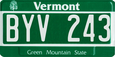 VT license plate BYV243
