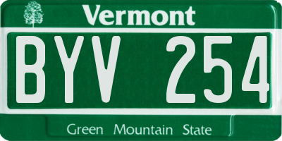 VT license plate BYV254