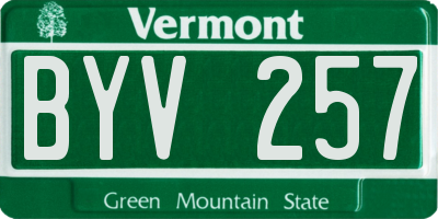 VT license plate BYV257
