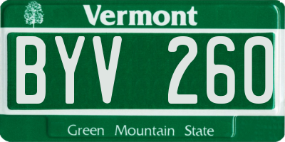 VT license plate BYV260