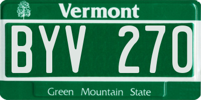 VT license plate BYV270