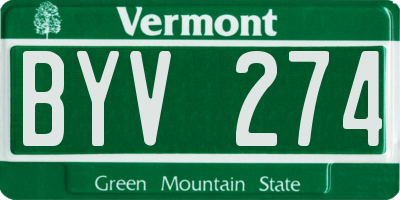 VT license plate BYV274