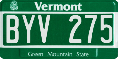 VT license plate BYV275