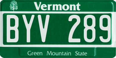 VT license plate BYV289