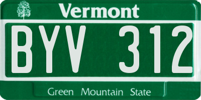 VT license plate BYV312