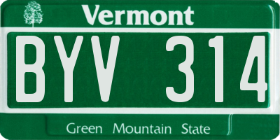 VT license plate BYV314