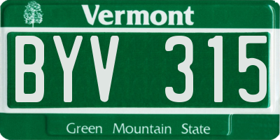 VT license plate BYV315