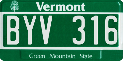 VT license plate BYV316